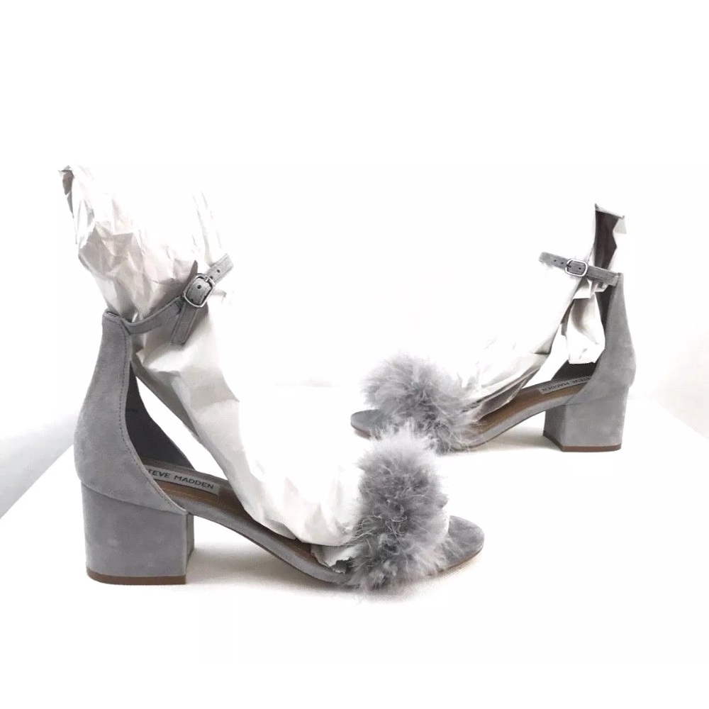Steve Madden Suede Real Feather Block Heel Sandals - image 6